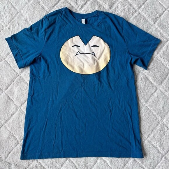 Canvas | Turquoise Snorelax Pokemon Face Short Sleeve Shirt | Size Large - Picture 2 of 7